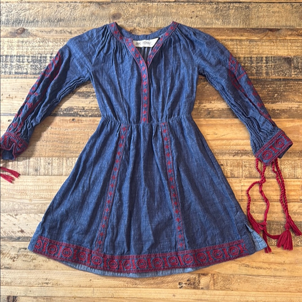 Jak Peppaar blue dress w red stitching girls size 6